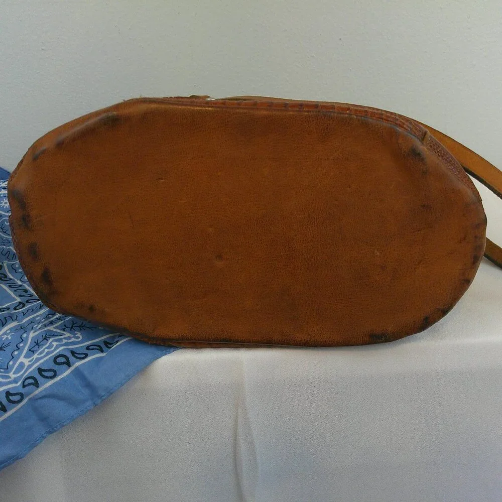 Justin Boot Purse Upcycled Leather Cowboy Boot Bucket Handbag - Picture 5 of 11